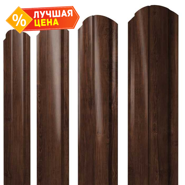 Штакетник Полукруглый Slim фигурный Grand Line 0,45 Print Elite Cherry Wood Cherry Wood