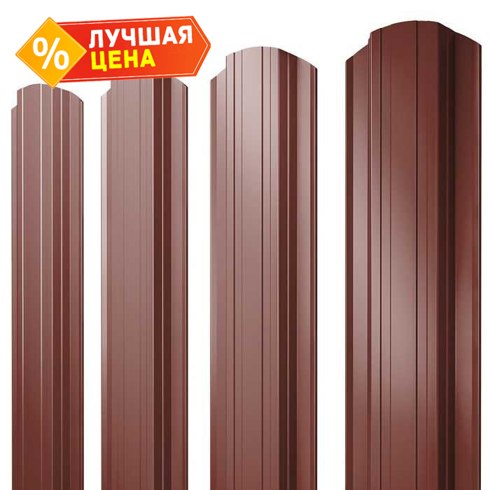 Штакетник Прямоугольный фигурный Grand Line 0,5 Satin RAL3009 Оксидно-Красный