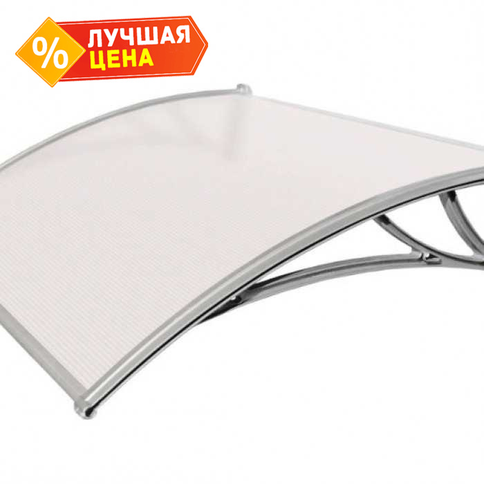 Козырьки Krovent из поликарбоната 1200х930х280 молочный с серебр. кронштейнами