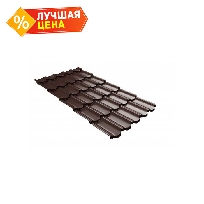 Металлочерепица Grand Line Kvinta plus 0,45 Полиэстер RAL 8017 Шоколад | c 3D резом