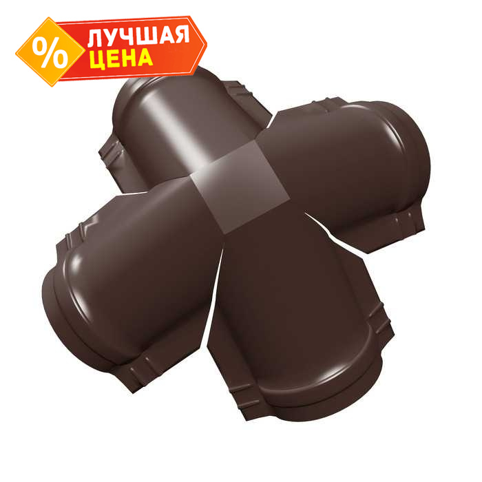 Четверник конька полукруглого Satin с пленкой RAL 8017 шоколад