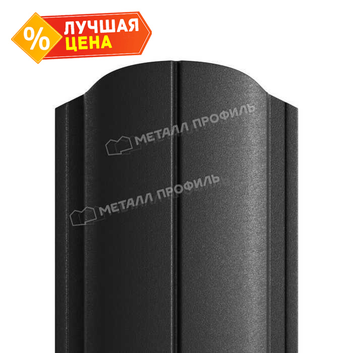 Штакетник Металл Профиль ELLIPSE-O 0,45 VikingMP® RAL9005 Черный темный