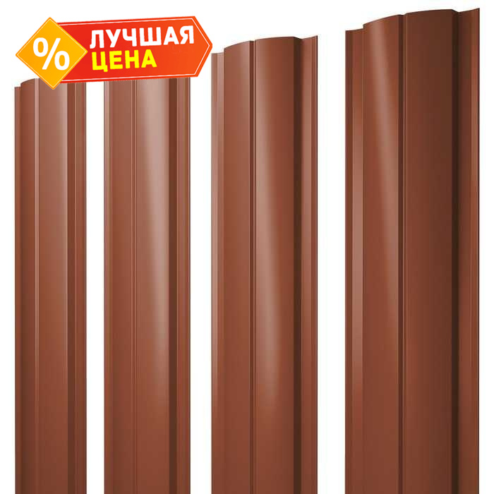 Штакетник Полукруглый Slim Grand Line 0,5 Satin Matt RAL8004 Терракота