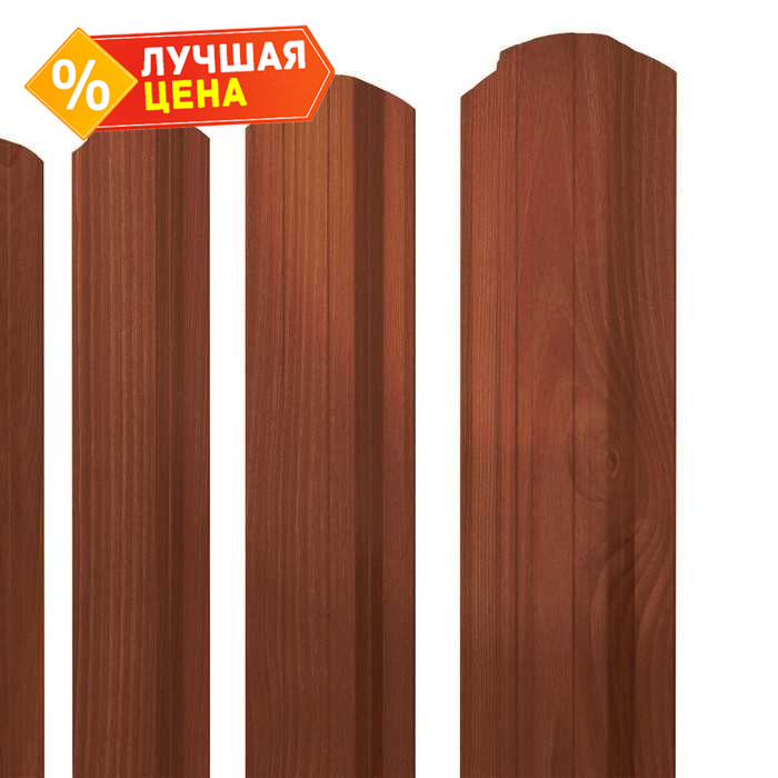 Штакетник Прямоугольный фигурный Grand Line 0,45 Print Elite Cherry Wood Cherry Wood