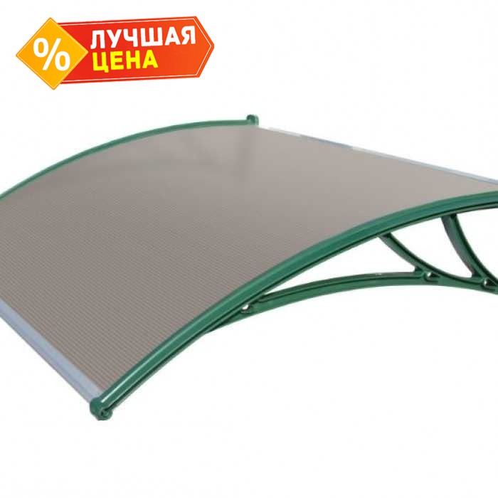 Козырьки Krovent из поликарбоната 1500х930х280 серебристый (зел. кроншт)