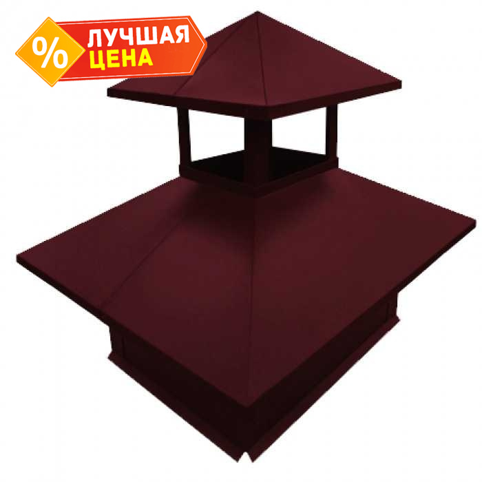 Дымник на трубу двойной 520х390мм 0,5 Satin с пленкой RAL 3005