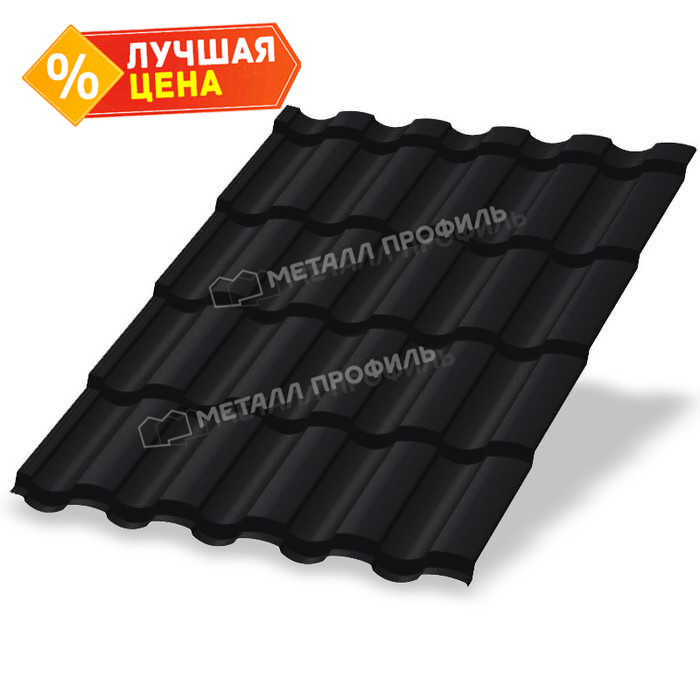 Металлочерепица Металл-Профиль Монтекристо-M 0,5 PURMAN® RAL 9005 Черный темный