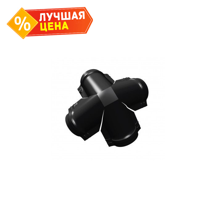 Четверник конька полукруглого Rooftop Matte с пленкой RAL 9005 черный