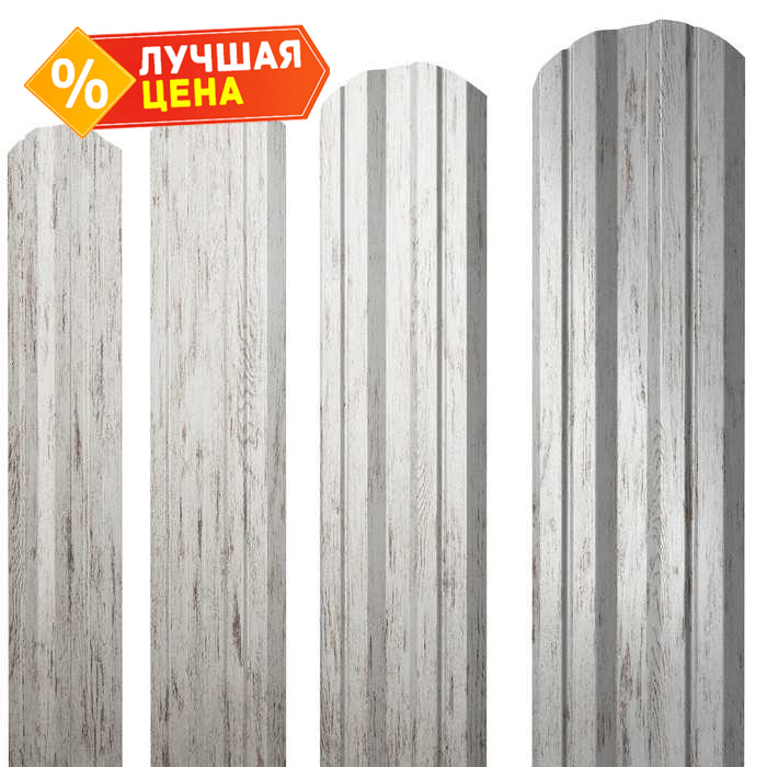 Штакетник Twin фигурный 0,45 Print Elite Snow Wood