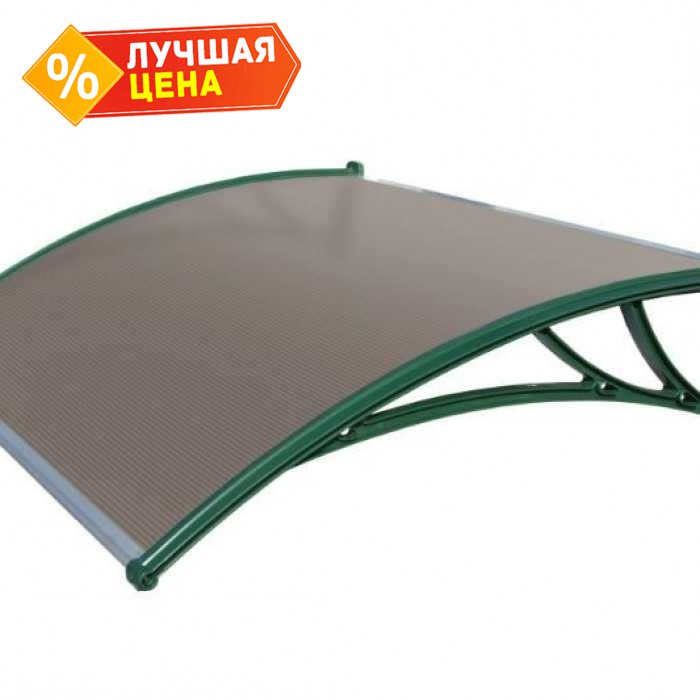 Козырьки Krovent из поликарбоната 1500х930х280 бронзовый (зел. кроншт)