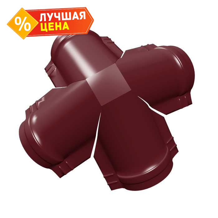 Четверник конька малого полукруглого Satin с пленкой RAL 3005 красное вино