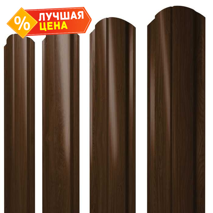 Штакетник Полукруглый Slim фигурный Grand Line 0,45 Print Elite Choco Wood Choco Wood