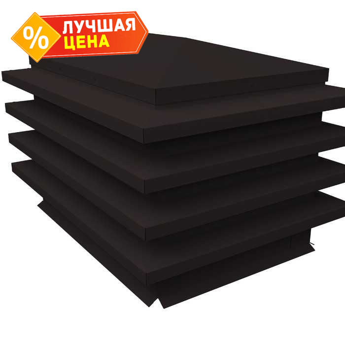 Дымник на трубу елка 1010х610мм 0,5 GreenCoat Pural BT, matt с пленкой RR 33 черный (RAL 9005 черный)