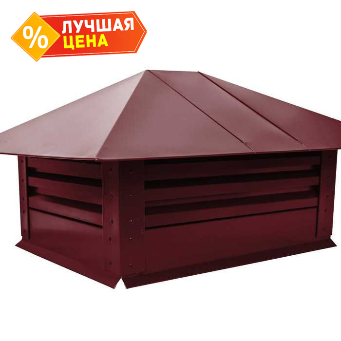 Дымник на трубу с жалюзи 520х390мм 0,5 Satin с пленкой RAL 3005