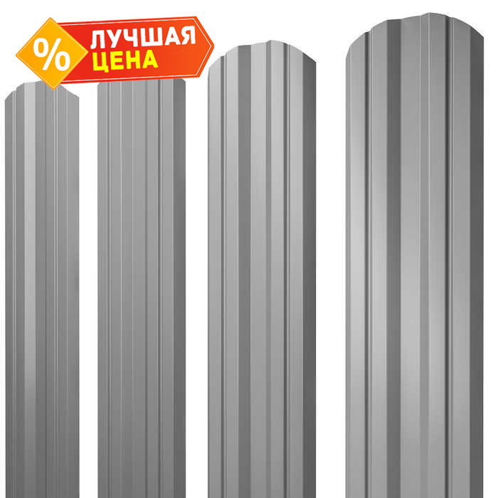 Штакетник Twin фигурный Grand Line 0,45 Drap RAL7004 Сигнальный Серый