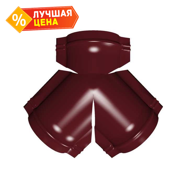 Тройник Y конька полукруглого Satin с пленкой RAL 3005 красное вино