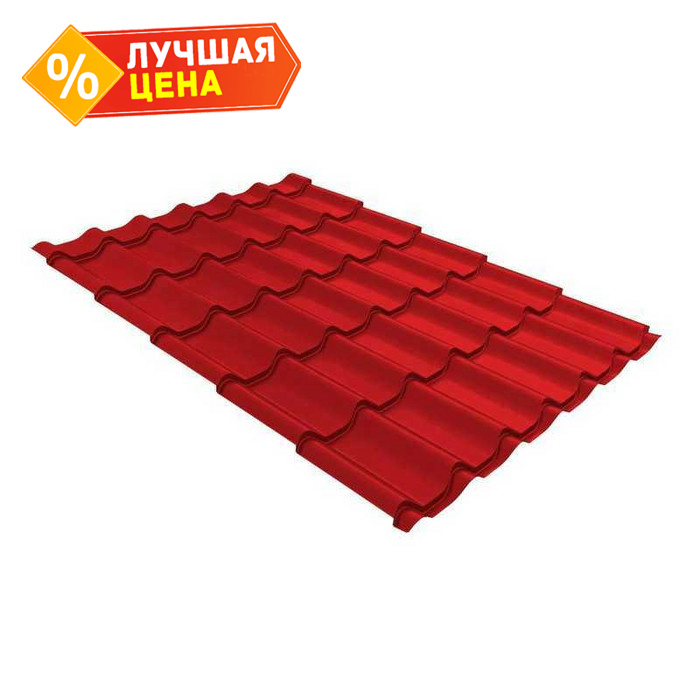 Металлочерепица Grand Line Монтеррей 0,5 GreenCoat Pural Matt BT RAL 3003 Рубиново-красный