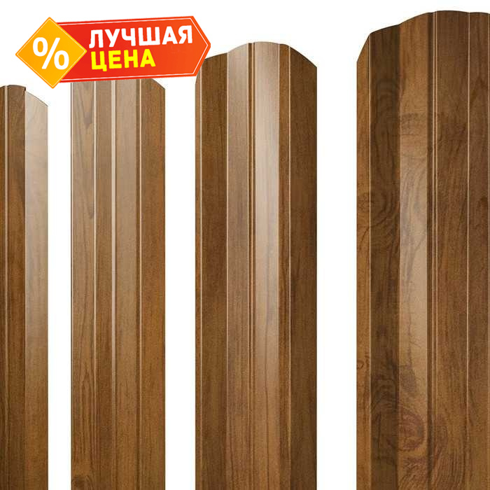 Штакетник М-образный А фигурный Grand Line 0,45 Print Premium Golden Wood Golden Wood