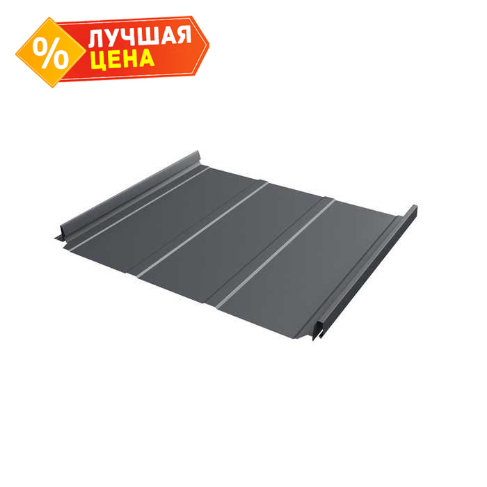 Фальцевая кровля Кликфальц Pro Line Grand Line 0,5 Velur X RAL 7024 Мокрый Асфальт