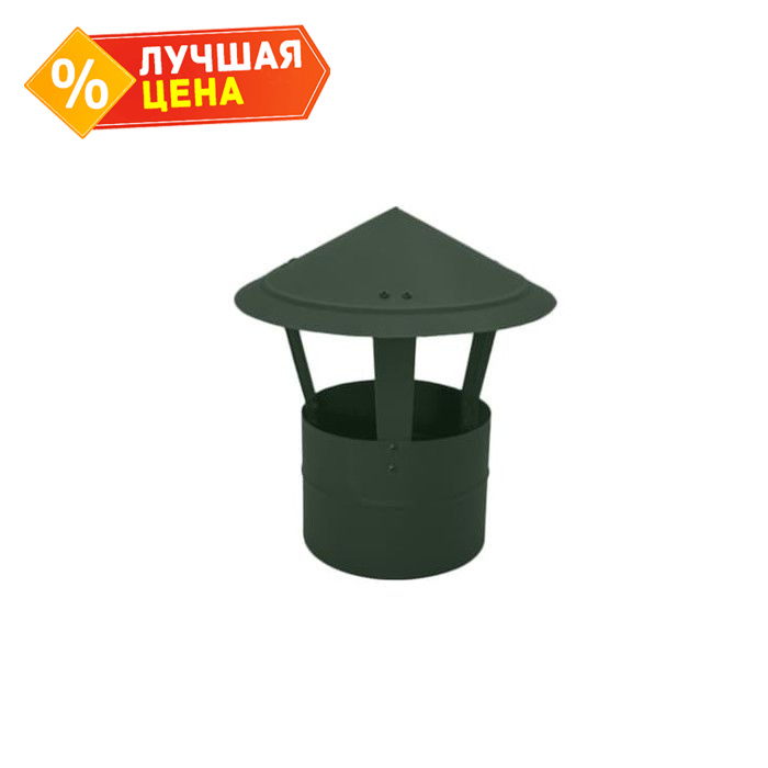 Дымник на трубу круглый d180 0,5 GreenСoat Pural BT с пленкой RR 11 темно-зеленый (RAL 6020 хромовая зелень)