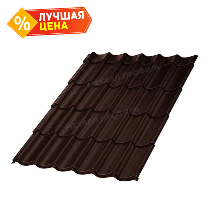 Металлочерепица Металл-Профиль Ламонтерра XL 0,5 VALORI DarkBrown/Темно-коричневый