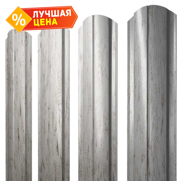 Штакетник Полукруглый Slim фигурный Grand Line 0,45 Print Elite Snow Wood Snow Wood