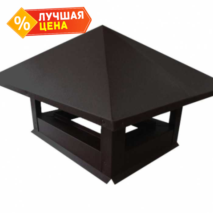 Дымник на трубу 520х390мм 0,5 GreenCoat Pural Mat с пленкой RR 23 темно-серый (RAL 7024 мокрый асфальт)