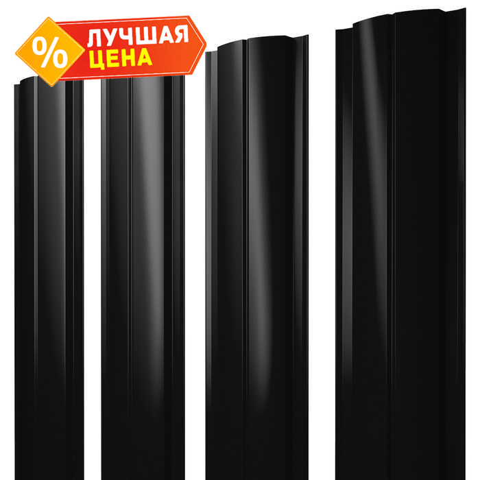 Штакетник Полукруглый Slim Grand Line 0,45 Drap RAL9005 Черный