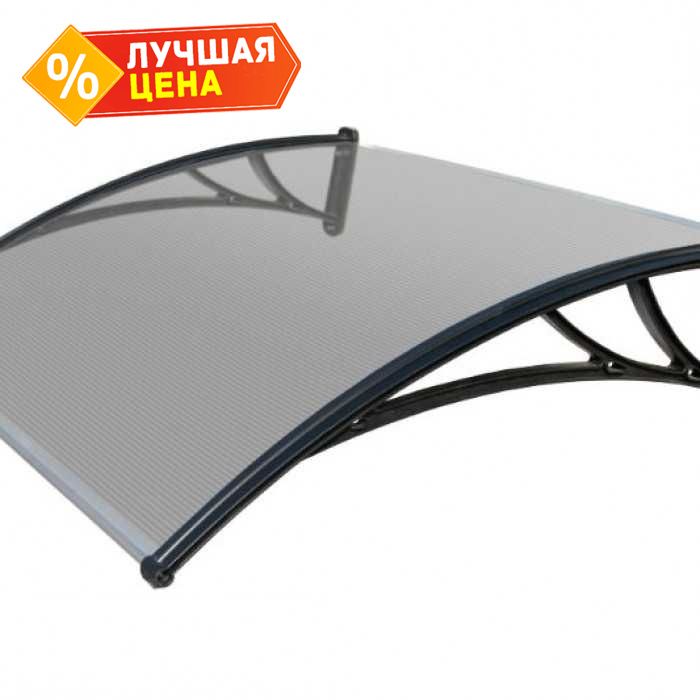 Козырьки Krovent из поликарбоната 1200х930х280 прозрачный (черный кроншт)