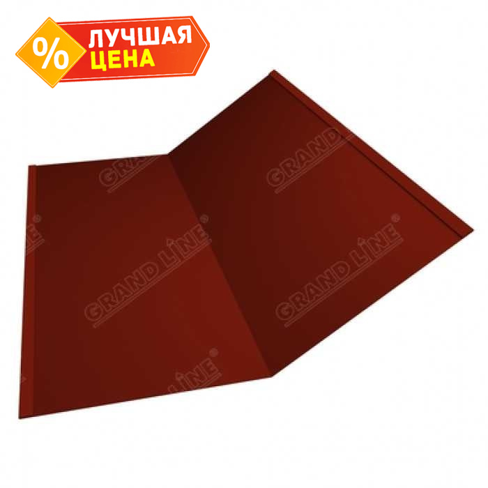 Планка ендовы нижней 300х300 0,5 Satin с пленкой RAL 3009 оксидно-красный