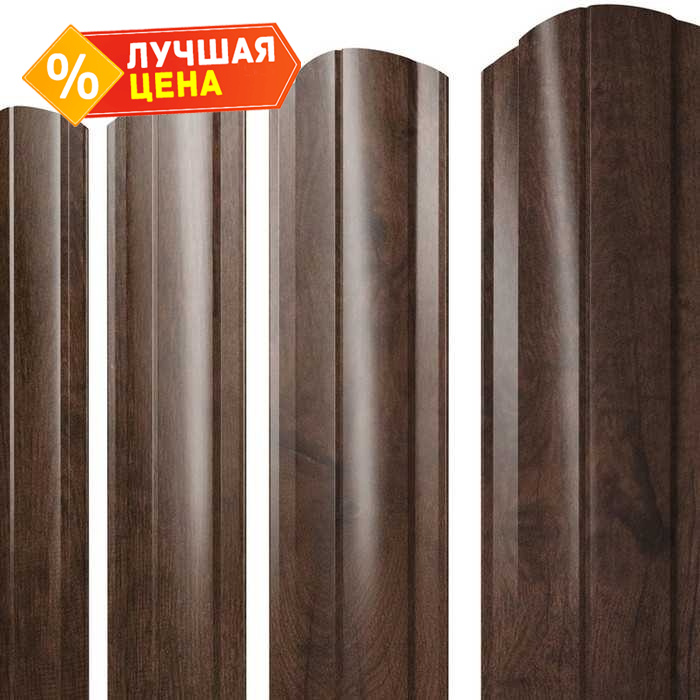 Штакетник Полукруглый Slim фигурный Grand Line 0,4 Print Premium Antique Wood Antique Wood