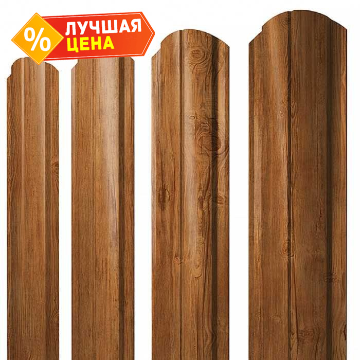 Штакетник Полукруглый Slim фигурный Grand Line 0,45 Print Premium Golden Wood Golden Wood