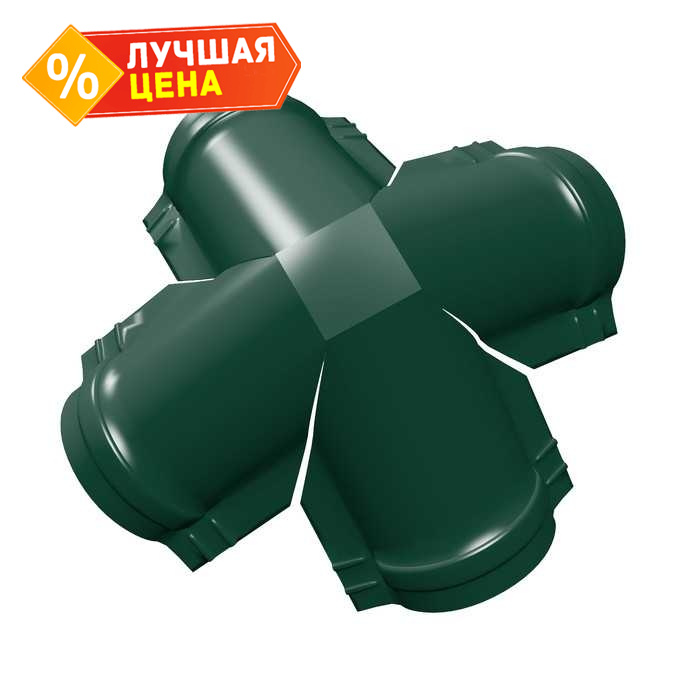 Четверник конька полукруглого Satin с пленкой RAL 6005 зеленый мох