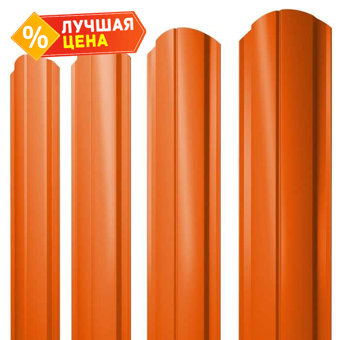 Штакетник Полукруглый Slim фигурный Grand Line 0,45 Полиэстер RAL2004 Оранжевый