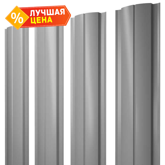 Штакетник Полукруглый Slim Grand Line 0,5 Satin RAL7004 Сигнальный Серый