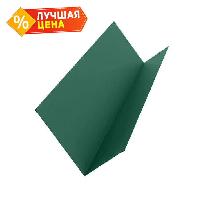 Планка примыкание верхнее к стене фальц Grand Line 150х130х20 0,7 PE с пленкой RAL 6005 зеленый мох