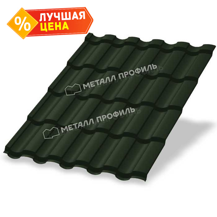 Металлочерепица Металл-Профиль Монтекристо-SL 0,45 VikingMP® RAL 6007 Бутылочно-зеленый