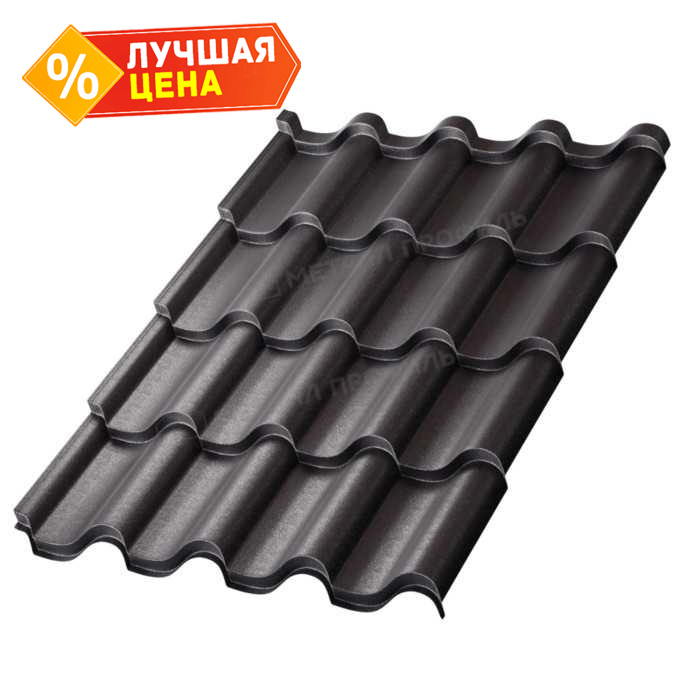 Металлочерепица Металл-Профиль Монтерроса-XL 0,45 VikingMP® RAL 9005 Черный темный