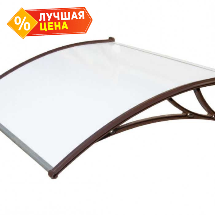 Козырьки Krovent из поликарбоната 1500х930х280 молочный (корич. кронштейн)