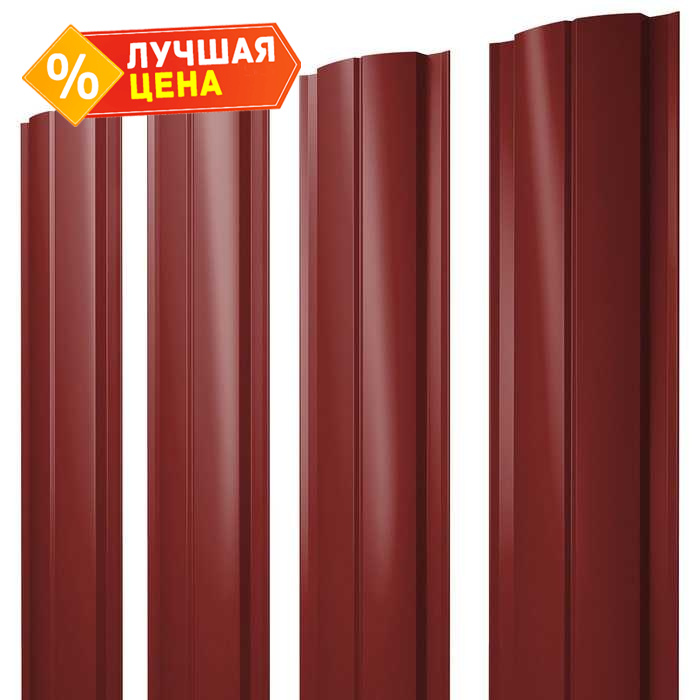 Штакетник Полукруглый Slim Grand Line 0,45 Полиэстер RAL3011 Коричнево-Красный