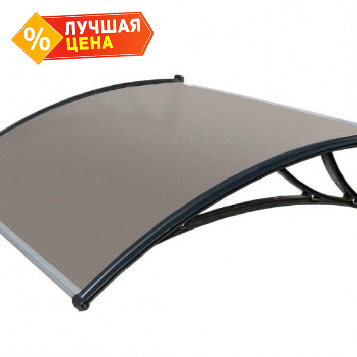 Козырьки Krovent из поликарбоната 1500х930х280 бронзовый (черный кроншт)