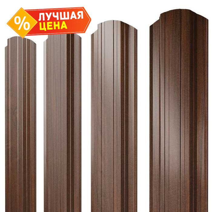 Штакетник Прямоугольный фигурный Grand Line 0,45 Print Elite Choco Wood Choco Wood