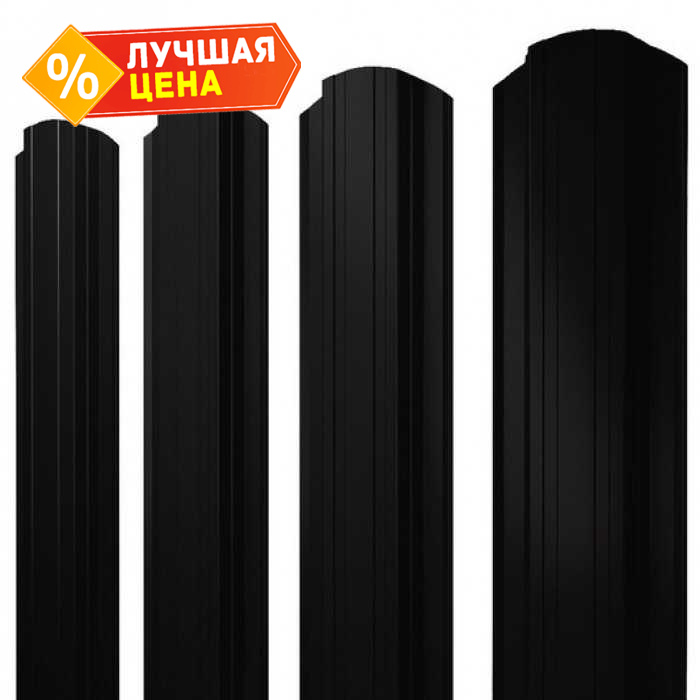 Штакетник Прямоугольный фигурный Grand Line 0,5 Satin RAL9005 Черный