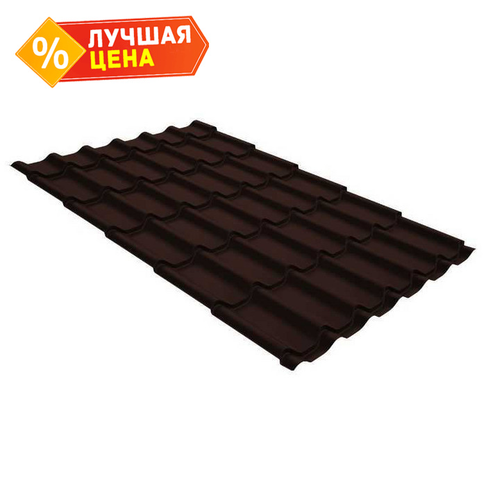 Металлочерепица Grand Line Монтеррей 0,5 GreenCoat Pural Matt BT RR 887 Шоколад