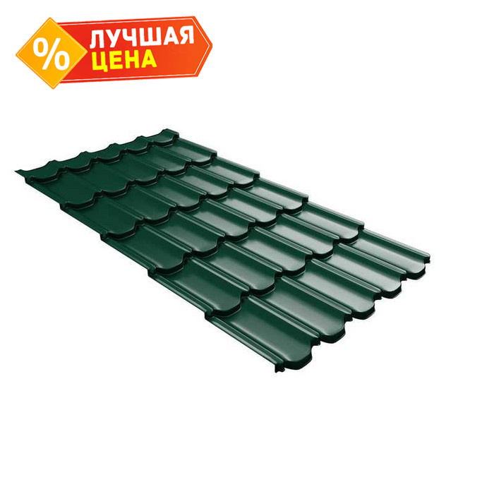 Металлочерепица Grand Line Kvinta plus 0,5 GreenCoat Pural Matt BT RAL 6005 Зеленый мох | c 3D резом