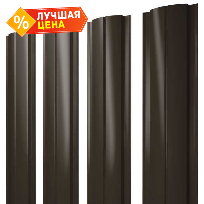 Штакетник Полукруглый Slim Grand Line 0,5 Satin RR 32 Темно-Коричневый