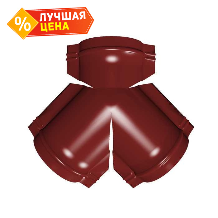 Тройник Y конька полукруглого Satin с пленкой RAL 3011 коричнево-красный