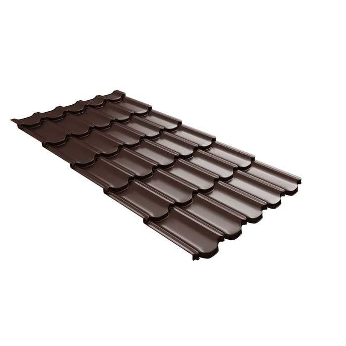 Металлочерепица Grand Line Kvinta plus 0,45 Drap RAL 8017 Шоколад | c 3D резом - фото 2