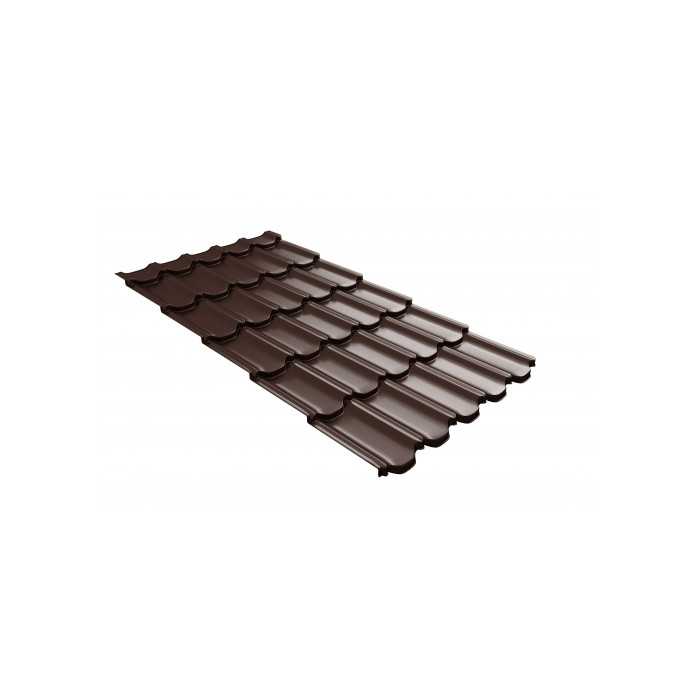 Металлочерепица Grand Line Kvinta plus 0,5 Quarzit RAL 8017 Шоколад | c 3D резом