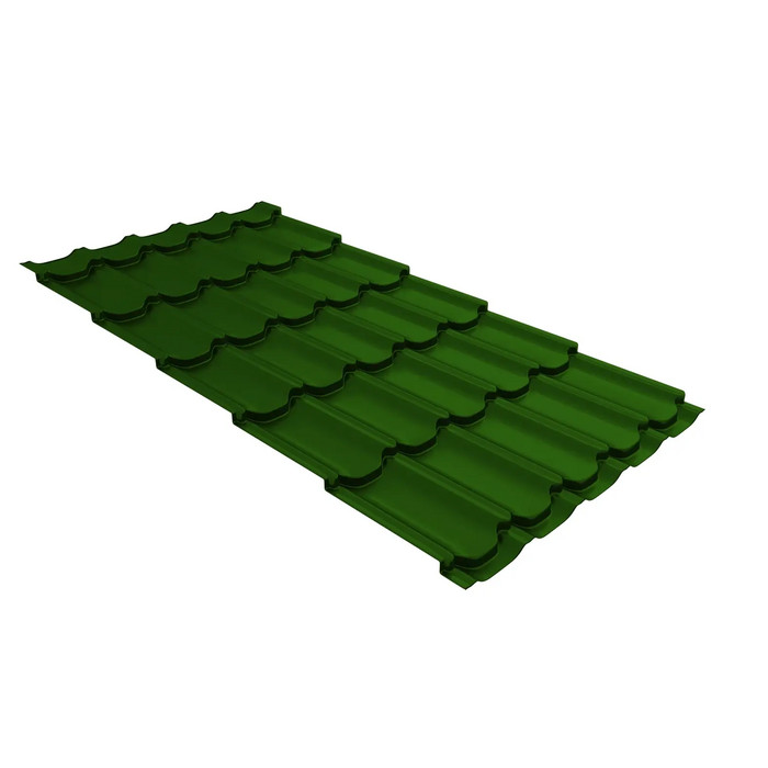 Металлочерепица Grand Line Kvinta plus 0,45 Полиэстер RAL 6002 Лиственно-зеленый | с 3D резом